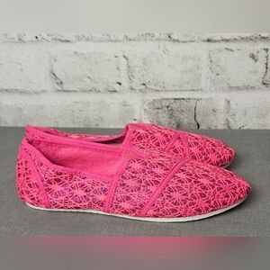 Tammy Fuchsia Glitter Lace Slip-On Shoes Size 10 NIB Sparkly Flats